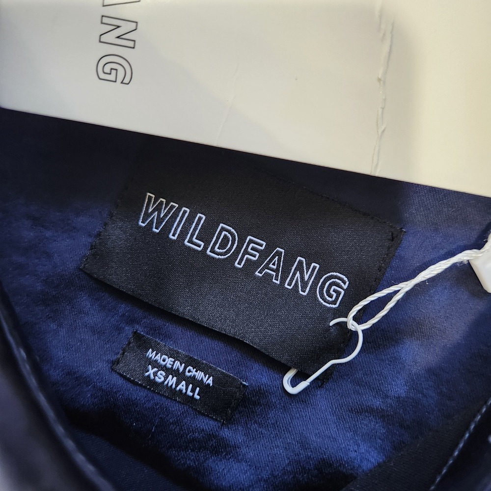 Wildfang NWOT Empower Satin Shirt Dress XS Navy Blue Short Sleeve Midi WD8211‎ - Picture 3 of 7